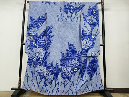 平和屋着物●豪華振袖　総絞り　草花文　正絹　逸品　CABF3468ut