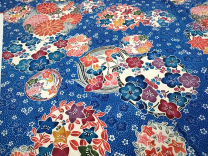 平和屋着物●豪華振袖　型染め　草花丸文　鬼しぼ縮緬　正絹　逸品　CABF3469ut