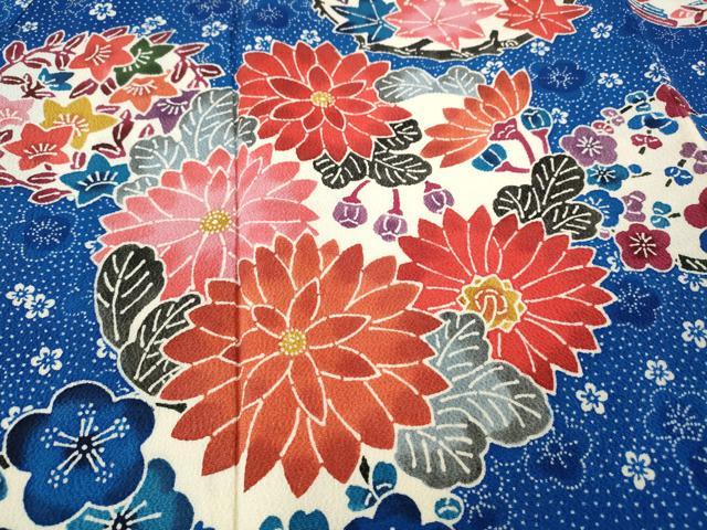 平和屋着物●豪華振袖　型染め　草花丸文　鬼しぼ縮緬　正絹　逸品　CABF3469ut