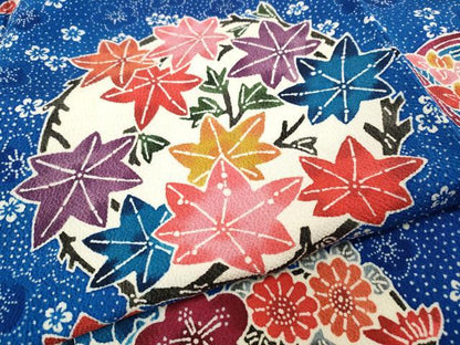 平和屋着物●豪華振袖　型染め　草花丸文　鬼しぼ縮緬　正絹　逸品　CABF3469ut