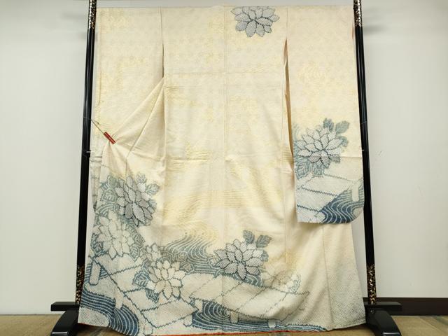 平和屋着物●豪華振袖　総絞り　流水草花文　正絹　逸品　CABF3470ut