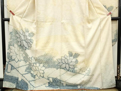 平和屋着物●豪華振袖　総絞り　流水草花文　正絹　逸品　CABF3470ut