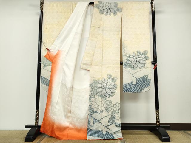 平和屋着物●豪華振袖　総絞り　流水草花文　正絹　逸品　CABF3470ut