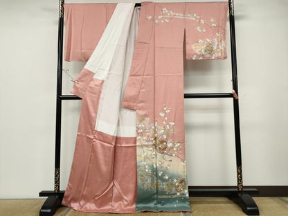 平和屋着物●訪問着　鼓横笛花文　暈し染め　金銀彩　さが美扱い　ロング丈　正絹　逸品　CABF3476ut