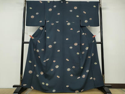 平和屋着物●上質な小紋　草花文　金彩　正絹　逸品　CABF3477ut