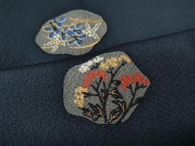 平和屋着物●上質な小紋　草花文　金彩　正絹　逸品　CABF3477ut