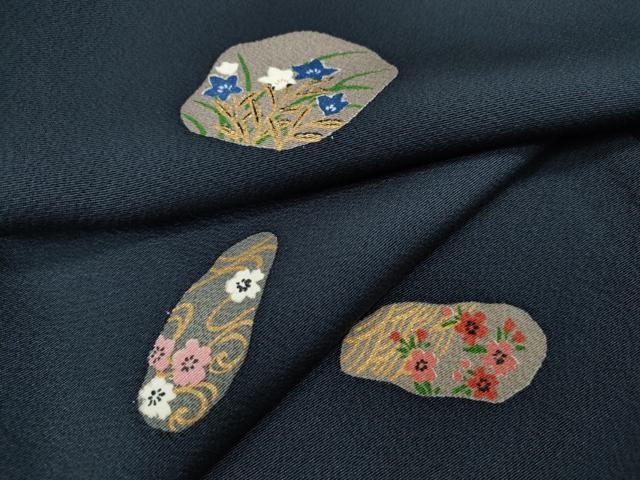 平和屋着物●上質な小紋　草花文　金彩　正絹　逸品　CABF3477ut