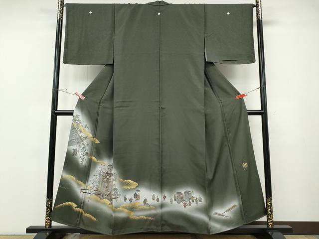 平和屋着物●豪華色留袖　作家物　御所車人物花文　暈し染め　金彩　正絹　逸品　未使用　CABF3478ut