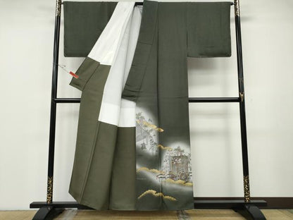 平和屋着物●豪華色留袖　作家物　御所車人物花文　暈し染め　金彩　正絹　逸品　未使用　CABF3478ut