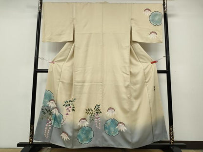 平和屋着物●訪問着　作家物　雪輪草花文　暈し染め　金彩　正絹　逸品　CABF3480ut
