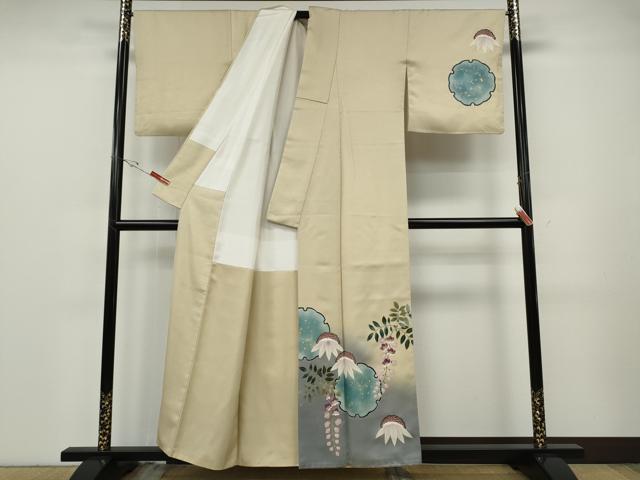 平和屋着物●訪問着　作家物　雪輪草花文　暈し染め　金彩　正絹　逸品　CABF3480ut