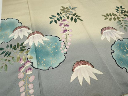 平和屋着物●訪問着　作家物　雪輪草花文　暈し染め　金彩　正絹　逸品　CABF3480ut