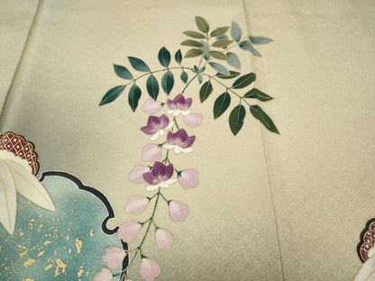 平和屋着物●訪問着　作家物　雪輪草花文　暈し染め　金彩　正絹　逸品　CABF3480ut