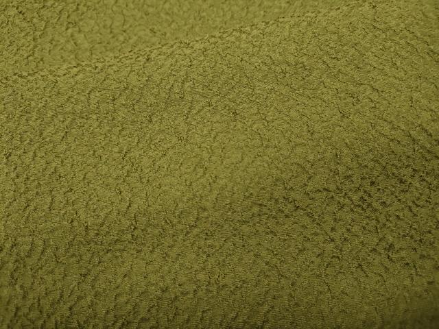 平和屋着物●上質な色無地　霞地紋　鶯色　正絹　逸品　CABF3485ut