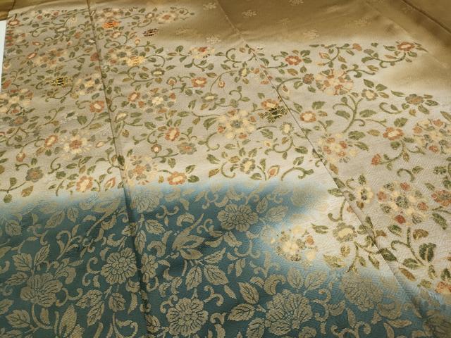 平和屋着物●訪問着　駒刺繍　道長花唐草文　暈し染め　金彩　正絹　逸品　未使用　CABF3490ut