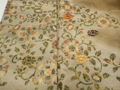 平和屋着物●訪問着　駒刺繍　道長花唐草文　暈し染め　金彩　正絹　逸品　未使用　CABF3490ut