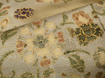 平和屋着物●訪問着　駒刺繍　道長花唐草文　暈し染め　金彩　正絹　逸品　未使用　CABF3490ut
