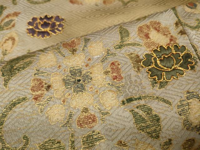 平和屋着物●訪問着　駒刺繍　道長花唐草文　暈し染め　金彩　正絹　逸品　未使用　CABF3490ut