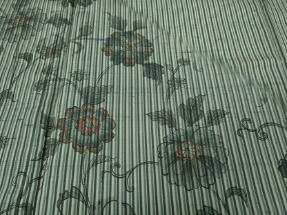 平和屋着物●訪問着　紬地　縞　花唐草文　正絹　逸品　CABF3491ut