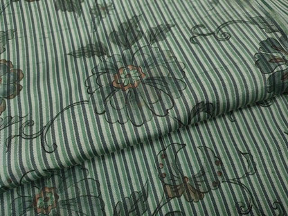 平和屋着物●訪問着　紬地　縞　花唐草文　正絹　逸品　CABF3491ut
