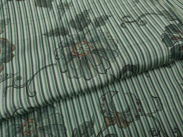 平和屋着物●訪問着　紬地　縞　花唐草文　正絹　逸品　CABF3491ut