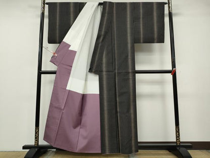平和屋着物●本場大島紬　7マルキ　縞　正絹　逸品　CABF3493ut