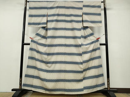 平和屋着物●本塩沢　横段吉祥文　正絹　逸品　CABF3494ut