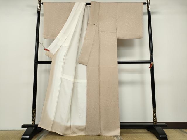 平和屋着物●上質な色無地　特殊紋意匠　彩織　洗柿色　反端付き　正絹　逸品　CABF3496ut