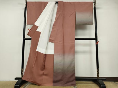 平和屋着物●石川県指定無形文化財　牛首紬　白山工房　手織り　訪問着　霞文　正絹　逸品　CABF3497ut