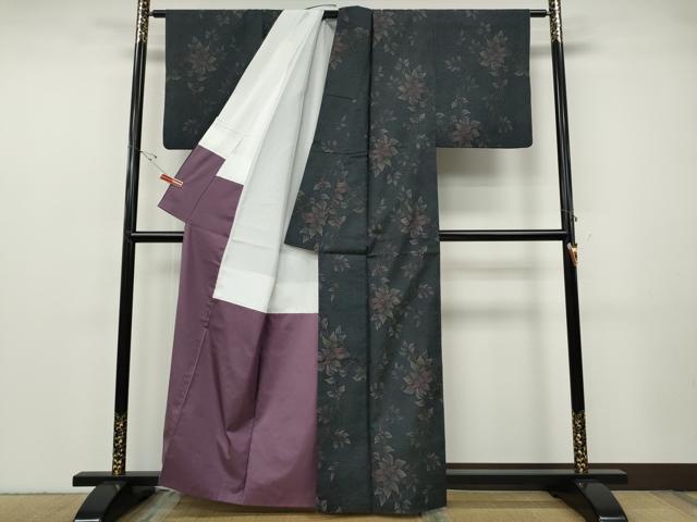 平和屋着物●本場大島紬　枝花文　正絹　逸品　CABF3498ut