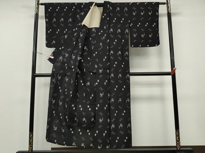 平和屋着物●久留米絣　単衣　絣文様　綿　逸品　CABF3503ut