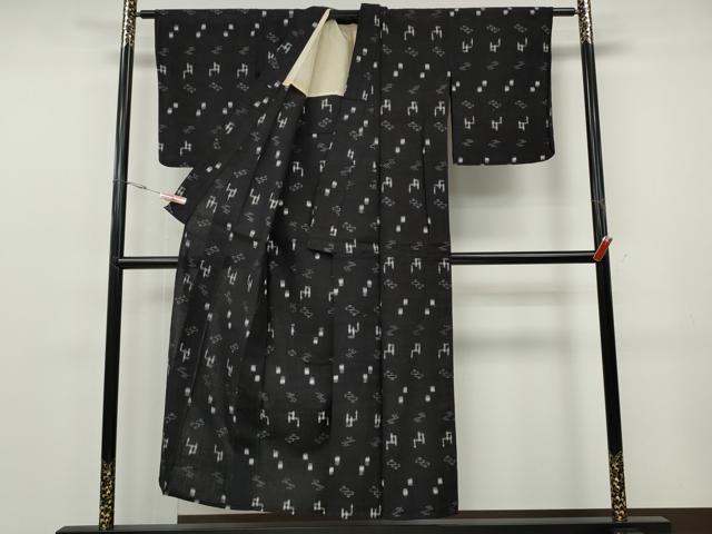 平和屋着物●久留米絣　単衣　絣文様　綿　逸品　CABF3503ut