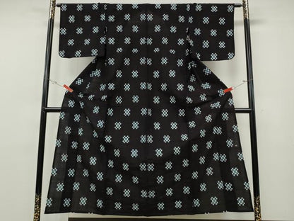 平和屋着物●久留米絣　単衣　吉祥文　綿　逸品　CABF3505ut