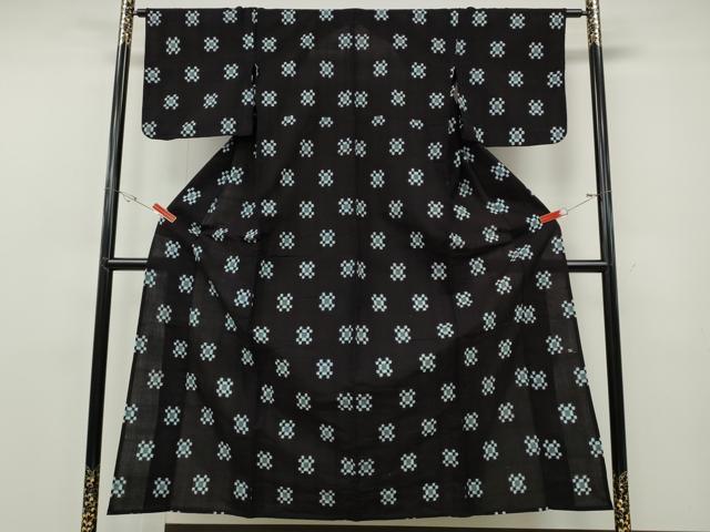 平和屋着物●久留米絣　単衣　吉祥文　綿　逸品　CABF3505ut
