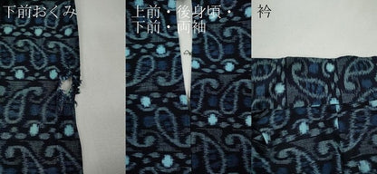 平和屋着物●久留米絣　単衣　横段吉祥文　綿　逸品　CABF3509ut