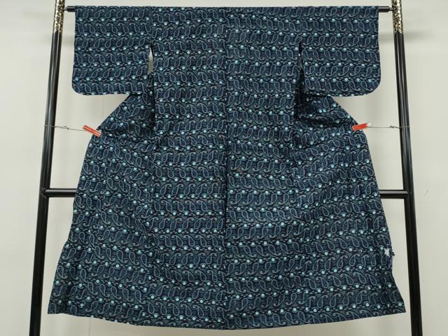平和屋着物●久留米絣　単衣　横段吉祥文　綿　逸品　CABF3509ut