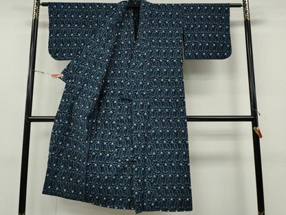 平和屋着物●久留米絣　単衣　横段吉祥文　綿　逸品　CABF3509ut