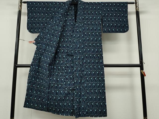 平和屋着物●久留米絣　単衣　横段吉祥文　綿　逸品　CABF3509ut