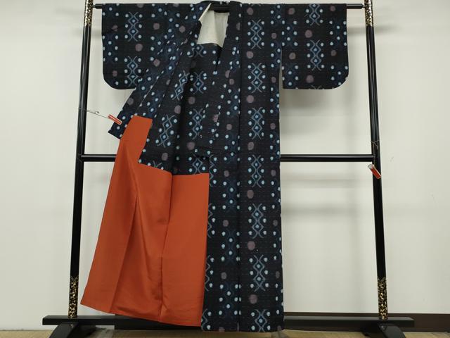 平和屋着物●久留米絣　立涌丸文　綿　逸品　CABF3510ut
