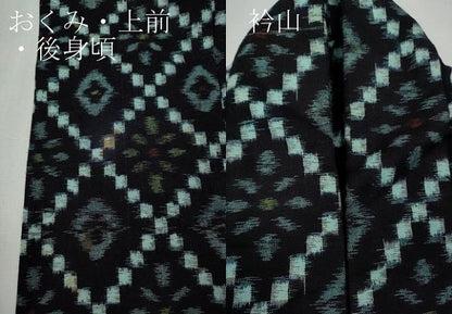平和屋着物●久留米絣　単衣　菱花文　綿　逸品　CABF3512ut