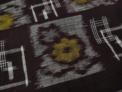 平和屋着物●久留米絣　単衣　色紙花文　綿　逸品　CABF3513ut