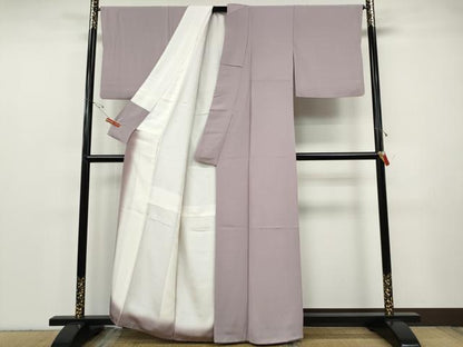 平和屋着物●上質な色無地　紅藤色　正絹　逸品　CABF3517ut