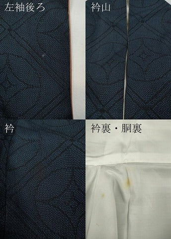 平和屋着物●本塩沢　天井七宝文　正絹　逸品　CABF3520ut