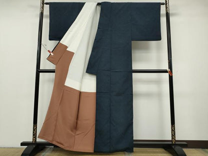 平和屋着物●本塩沢　天井七宝文　正絹　逸品　CABF3520ut