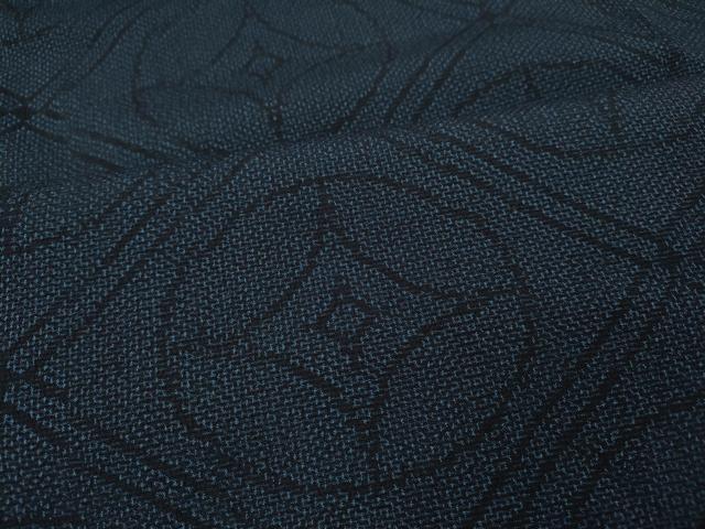 平和屋着物●本塩沢　天井七宝文　正絹　逸品　CABF3520ut