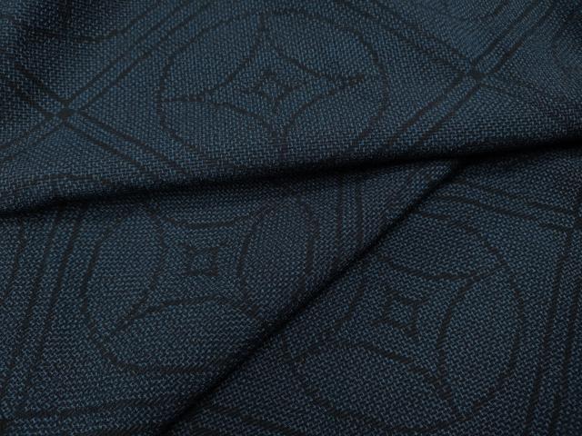 平和屋着物●本塩沢　天井七宝文　正絹　逸品　CABF3520ut
