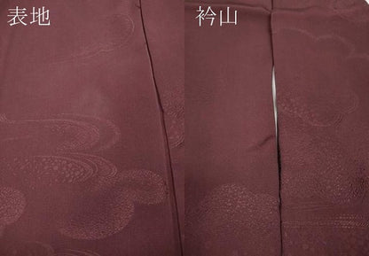 平和屋着物●上質な色無地　雲重ね地紋　紫鳶色　正絹　逸品　CABF3522ut