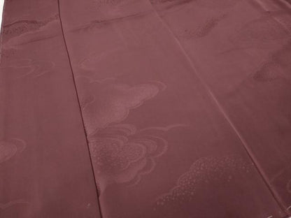 平和屋着物●上質な色無地　雲重ね地紋　紫鳶色　正絹　逸品　CABF3522ut