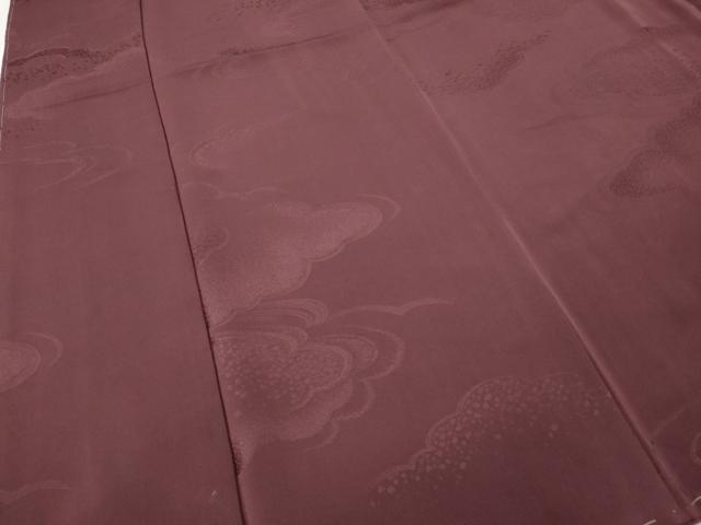 平和屋着物●上質な色無地　雲重ね地紋　紫鳶色　正絹　逸品　CABF3522ut