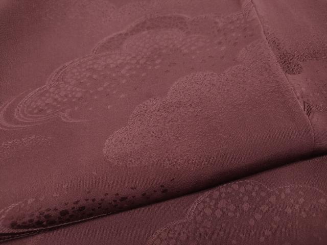 平和屋着物●上質な色無地　雲重ね地紋　紫鳶色　正絹　逸品　CABF3522ut